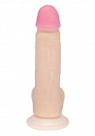 Реалистичный фаллоимитатор с нежно-розовой головкой - 18,5 см.