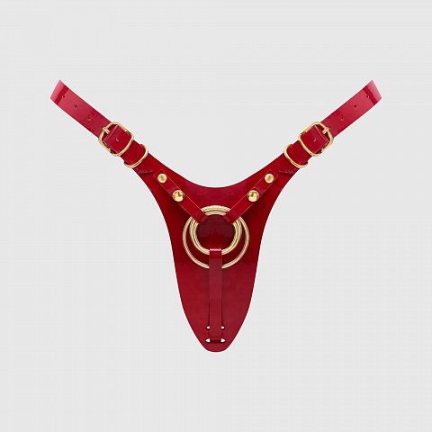 Красный пояс для фиксации насадок Strap-On-Me Leatherette Harness Fabulous