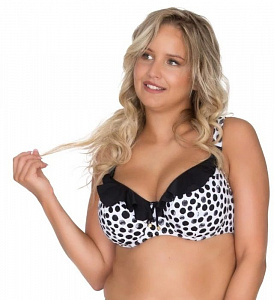 Купальный лиф в горох с рюшевой отделкой