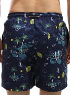 Темно-синие пляжные шорты с принтом в виде пальм