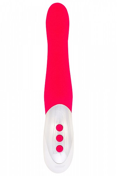 Ярко-розовый пульсирующий массажер - 26 см.