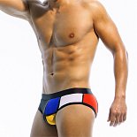 Черные плавки-брифы с яркими цветными вставками