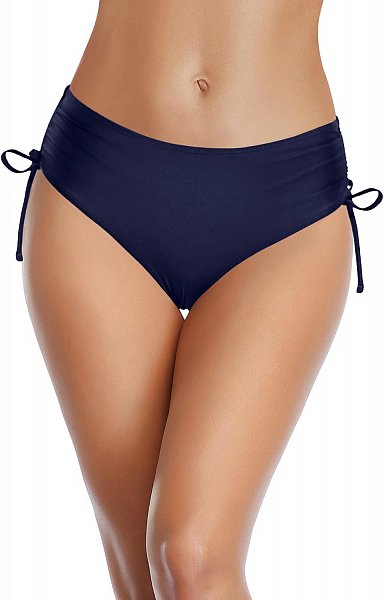 Темно-синие женские плавки с утяжкой по бокам