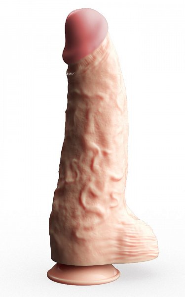 Телесный гигантский фаллоимитатор с присоской - 42 см.