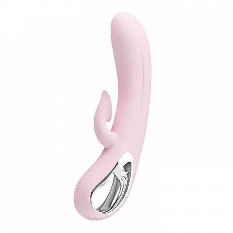 Нежно-розовый вибратор Nicola с вакуумной клиторальной стимуляцией - 24 см.