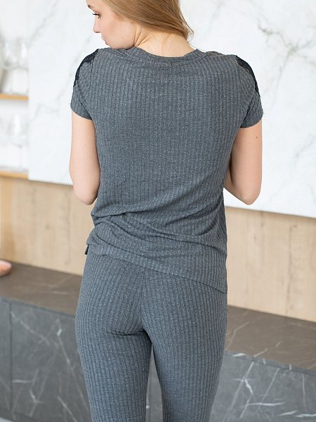 Женский домашний комплект с кружевным декором