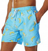 Голубые пляжные шорты с принтом в виде бананов