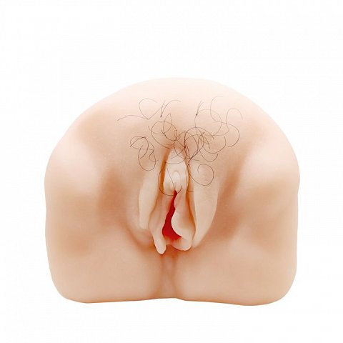 Телесный мастурбатор-вагина с оволосением и вибрацией