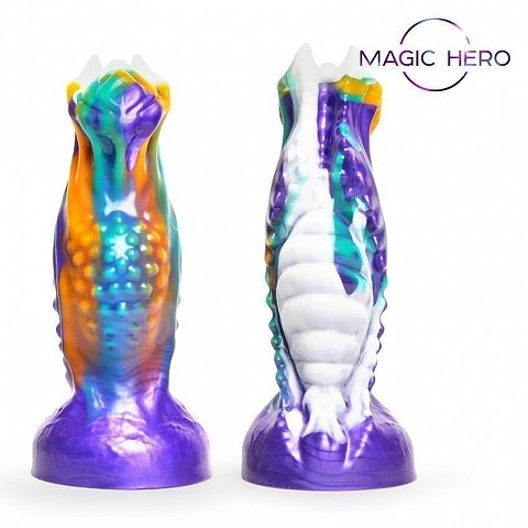 Яркий фантазийный фигурный фаллоимитатор - 22 см.