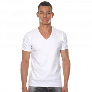 Белая футболка с V-образным вырезом