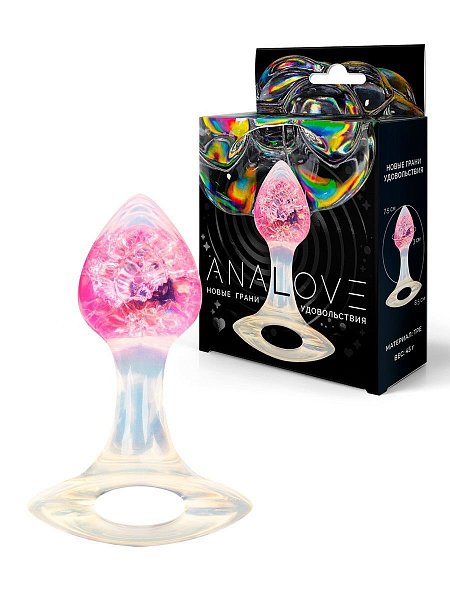 Розоватая анальная пробка с ручкой - 8,5 см.