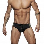 Черные мужские плавки с двухцветными вставками по бокам