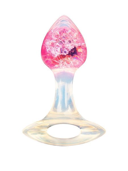 Розоватая анальная пробка с ручкой - 8,5 см.
