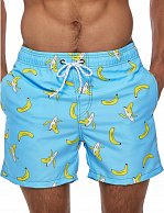 Голубые пляжные шорты с принтом в виде бананов
