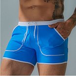 Голубые плавки-боксеры с контрастной отделкой