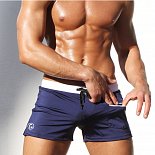 Темно-синие мужские плавки-хипсы с контрастным поясом