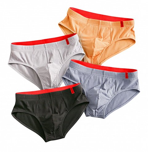 Набор из 4 мужских трусов-брифов из ткани в рубчик