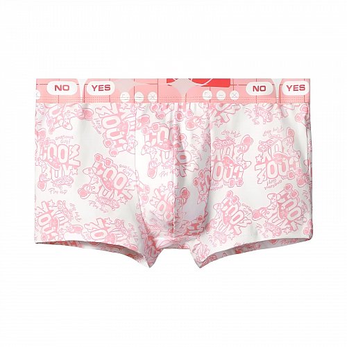 Хлопковые трусы-боксеры с принтом на ткани и резинке