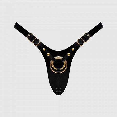 Черный пояс для фиксации насадок Strap-On-Me Leatherette Harness Fabulous