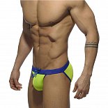 Зеленые мужские плавки-танга с ярким поясом