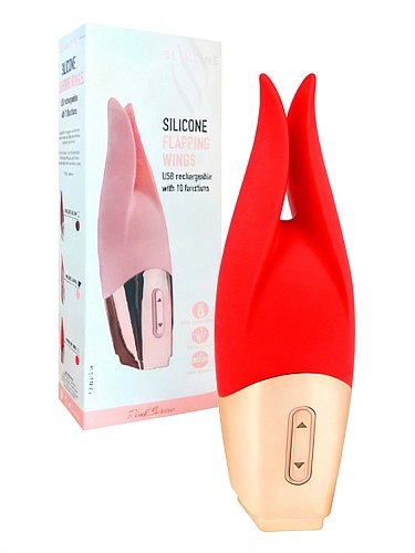 Красный мини-вибратор с раздвоенным кончиком - 12,3 см.