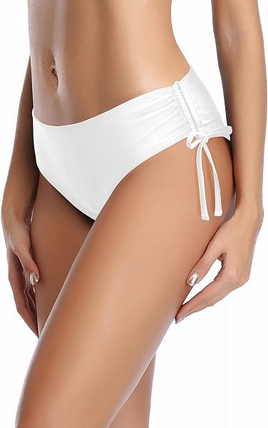 Белые женские плавки с утяжкой по бокам