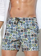 Мужские пляжные шорты с принтом в виде мозаики
