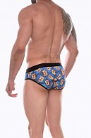 Синие трусы-брифы с разноцветным принтом Don Moris