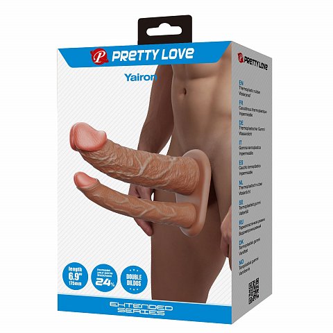 Реалистичная полая насадка на член для двойного проникновения Yairon - 17,5 см.