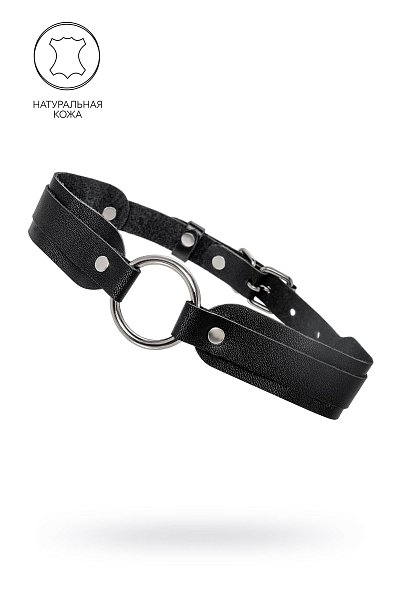 Черный кожаный чокер-ошейник со скруглёнными углами